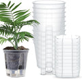 Self Watering Pots for Indoor Plants with Deep Reservoir and High Drainage Holes for Outdoor Plants and Flowers, Bare Root Planter(7.09'',Clear,9 Pcs)