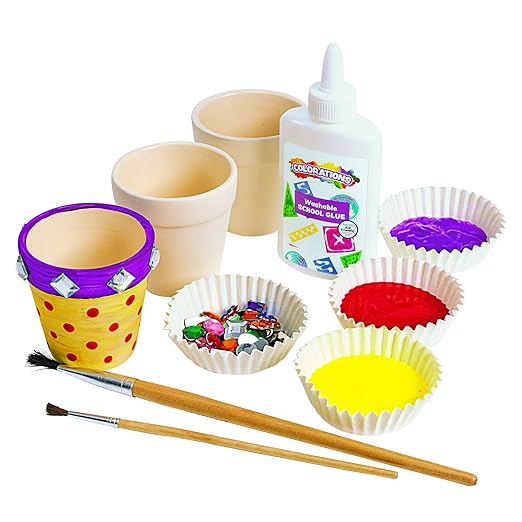 Ceramic Flowerpots, Set of 12, Kids Crafts, Crafts for Children, Flowers & Herb Garden for Kids, Ideal Mothers Day or Fathers Day Gift, Birthday or Holiday, Personalize & Individually Decorate