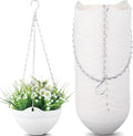 Zopeal 16 Pack Self Watering Hanging Planters 8 Inch Garden Flower Plant Pot Container with Drainer and Chain Round Hanging Pot Plant Basket for Indoor Outdoor Plants (White)