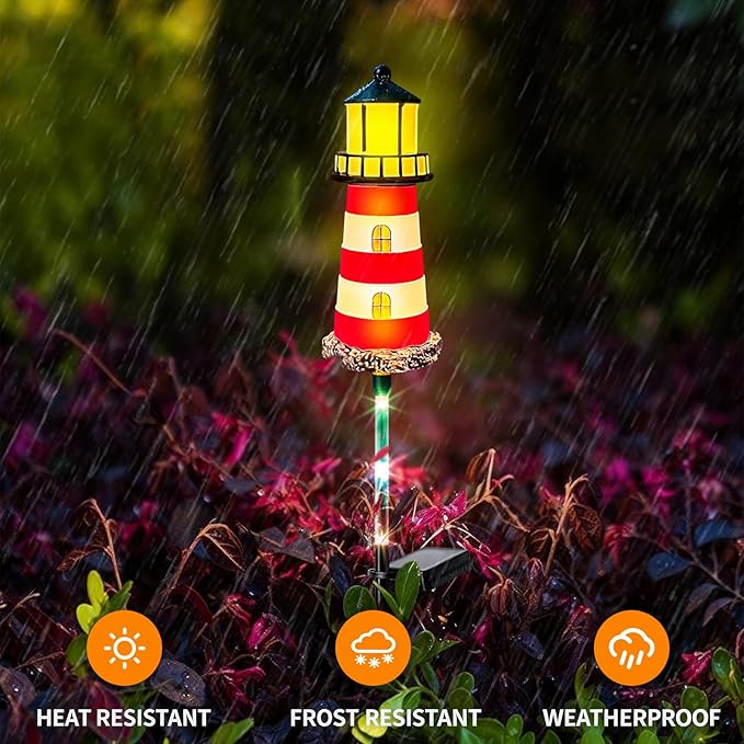 Solar Garden Lights Outdoor Decorations, 4 Packs Lighthouse Waterproof, Lights walkways Garden Decor for Outside Landscape Light, for Yard, Patio, Pathway Decor, Gifts