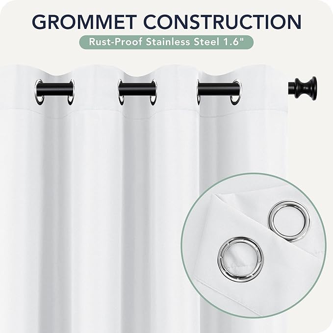 Outdoor Curtains for Patio Waterproof 6 Panels - Windproof, Privacy, Weatherproof Outside Drapes for Gazebo Pergola Porch, Grommet Top and Tab Bottom, 54x84 Inch, White