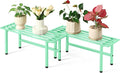 2 Pack Metal Plant Stand Outdoor Plant Shelf Indoor,1 Tier Heavy Duty Plant Stands for Multiple Plants,26" L x 10.12" H x 8.75" W,Mint Green