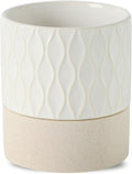 Nihow Self Watering Plant Pot for Indoor Plants: 6 Inch Ceramic Planter with Drainage Hole & Water Storage Plus - Cylinder Flower Pot with Wick for Herbs - Cream White & Brown Net
