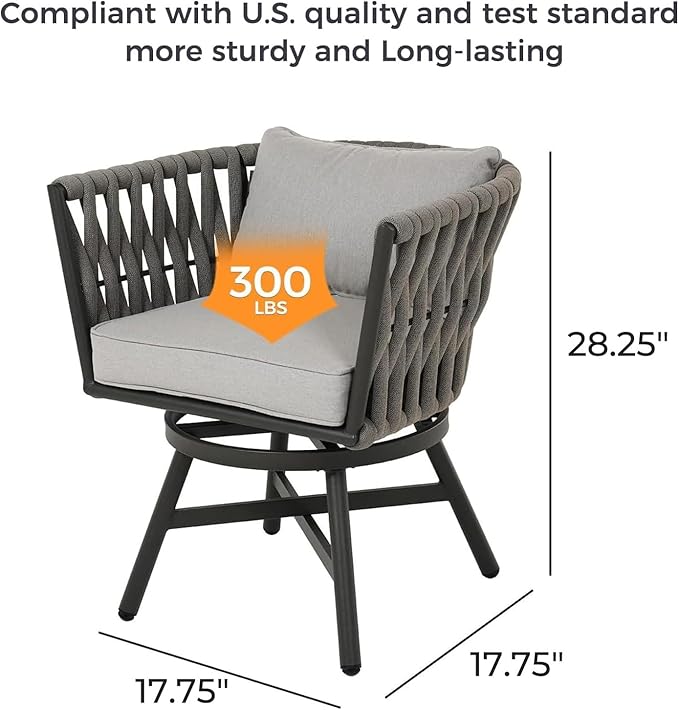 Grand patio 9-Piece Outdoor Dining Set for 8, Patio Dining Furniture Set for 8 Swivel Rope Wicker Chairs & 1 Expandable Rectangular Dining Table, Light Gray Brown