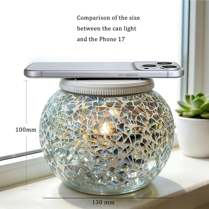 Aukora Color Changing Solar Powered Glass Ball Garden Lights, Table Lamps Waterproof Night Light for Patio, Bar, Party, Yard, Room, Wine Cabinet, Outdoor/Indoor Decorations, Ideal Gift(Crack Glass)