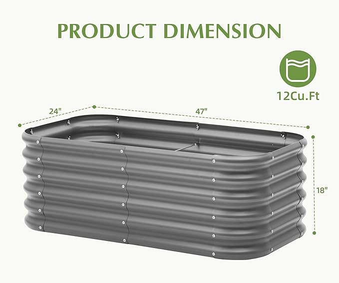 Galvanized Raised Garden Bed, Outdoor Planter Bed, Metal Planter Box for Gardening and Planting,4x2x1.5ft, Dark Grey