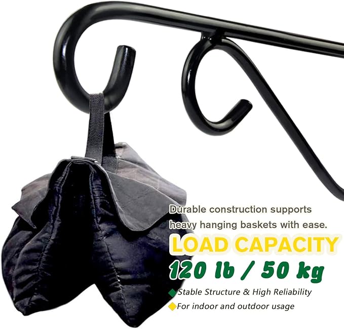 12 Inch Hanging Plant Bracket, Thick Solid Steel Wall Mount Bracket for Heavy Duty Decorations, Rust-Resistant Plant Hanger Hook for Planters, Wreaths, Fruit baskets, Wind Spinners, Lights, Lanterns