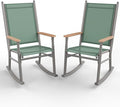 Shintenchi 2 Pcs Outdoor Rocking Chairs Set,Upgraded High Back Patio Rocking Chairs Set,Breathable Textilene Fabric Rocking Chair for Porch,Patio,Garden,Balcony(Green)