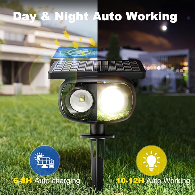 Solar Spot Lights Outdoor Waterproof IP68, RGB Colors Changing Solar Lights with 4 Lighting Modes, Solar Powered Lights Outdoor for Yard Outside Landscape Garden (6Pack)
