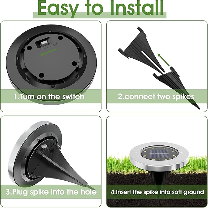 INCX 4.6 inch Solar Lights for Outside,8 Pack Solar Light Outdoor Waterproof, Garden Lights Landscape Lighting for Patio Pathway Lawn Driveway Walkway White