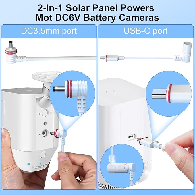 Solar Panel Charger for Ring Camera，Spotlight Cam Plus/Pro and Stick Up Cam Battery, 6V 3W 13.1Ft Fast Charging Cable