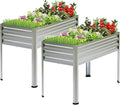 2PCS Galvanized Raised Garden Bed with Legs, 48 gallons, 48"x24"x32" Large Metal Elevated Planter Boxes with Drainage Holes,for Vegetables, Flowers, Backyard, Patio, Balcony