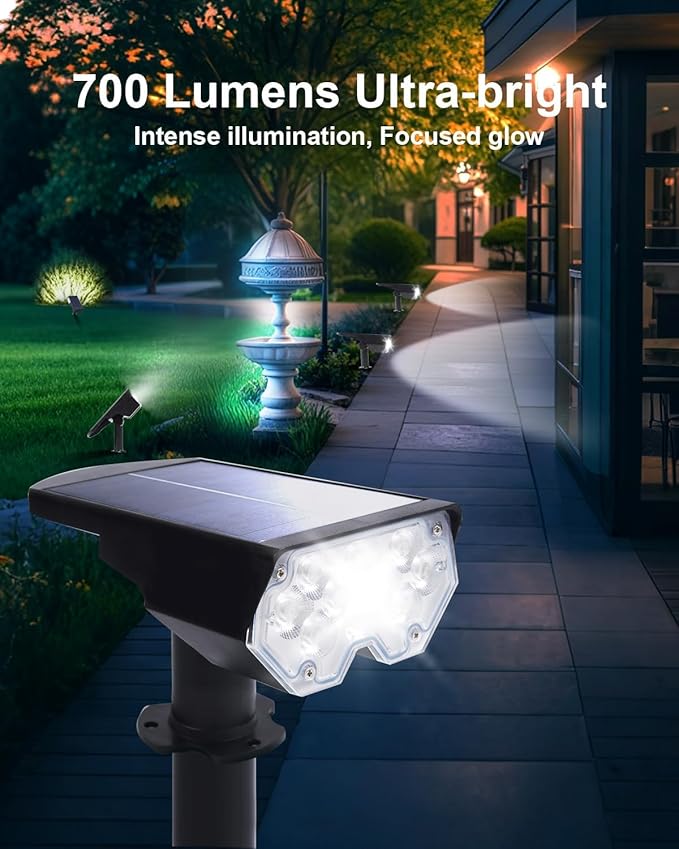1 Pack Solar Powered Outdoor Spot Lights Outside Waterproof 20 LEDs Landscape Spotlights Dusk to Dawn for House Yard Tree, Plants, Walls, Path, Garden, Statues, Superior Accent Uplighting Cool White