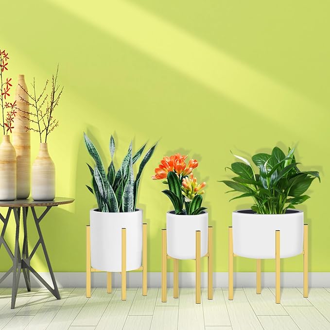 Plant Stand for 10"-16" Plant Pot Indoor Outdoor Corner, Adjustable Metal Heavy Duty for Large Pot (Golden 1 Pack)