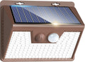 Peasur Solar Lights Outdoor Motion Sensor [1 Pack/140LED/Brown], Ultra-Bright 3 Mode Fence Security Light Waterproof, Solar Wall Lighting for Patio Yard Step House Outside