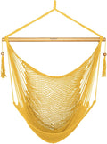 JoyView Hammock Chair with Spreader Bar Caribbean Hammock Swing Chair 300 LBS Weight Capacity XL Rope Hanging Chair for Outdoor Indoor Garden Yard - Yellow