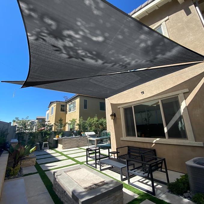 SUNLAX Sun Shade Sail 8' x 8' x 8' Graphite Grey Triangle Canopy Sail Shade Cover UV Block Permeable Sunshade Outdoor for Patio Backyard (We Make Custom Size)