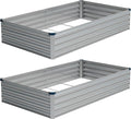 Vengarus 8x4x1FT (2 Pack) Galvanized Raised Garden Bed Kit, Outdoor Metal Planter Box for Vegetables, Rectangular Steel Container, Easy Assembly (Silver)