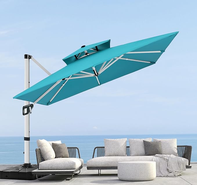 ABCCANOPY Patio Umbrella Cantilever Double Top Outdoor Offset Umbrella with 360° Rotation