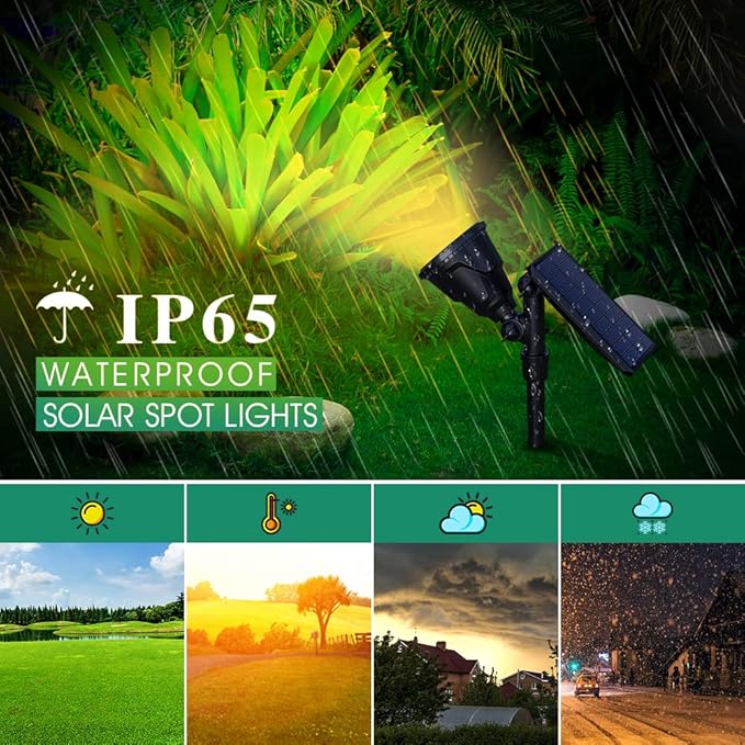 Solar Spotlights, 18 LED Solar Lights Outdoor Waterproof, 2 Mode Soft Warm White Landscape Lighting Auto On/Off Spot Lights for Flag Pole Garden Yard Tree Driveway Pool, 4 Pack