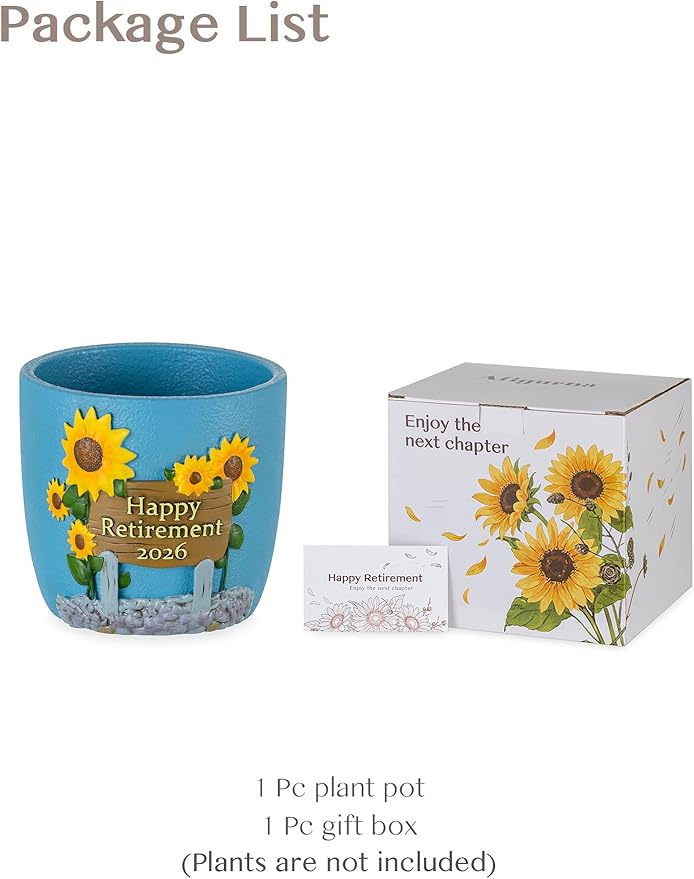 Retirement Gifts for Woman 2026: Happy Retirement Gifts for Women Nurse Teacher Coworker - Unique Retired Garden Gifts for Decoration - Hand-Painted Plant Pot Present with Gift Box and Card