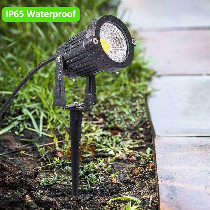 Romwish 120V Landscape Spotlights, Outdoor Landscape Lighting for Yard, 3000K Warm White Landscaping Lights with Stake, 5W IP65 Waterproof Flag Spotlight for House Garden Lawn Decorative (6 Pack)