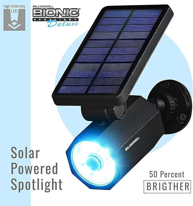 Bell+Howell Bionic Spotlight Deluxe Solar-Powered Spot Light 25 Feet Motion Sensor, Sun Panels, Waterproof Frost Resistant Patio, Yard and Outdoor Lighting As Seen On TV, Black…