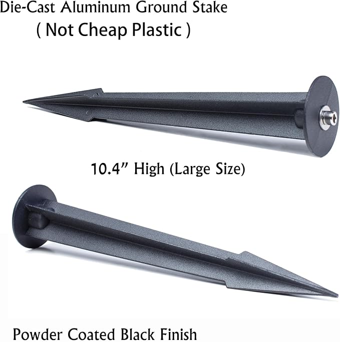 Aluminum Metal Ground Stake Spike Replacement for 3W-120W Outdoor Garden Spotlight Pathway Flood Wall Washer Solar Light,Low Voltage Landscape Light,10.4 inches Large Size