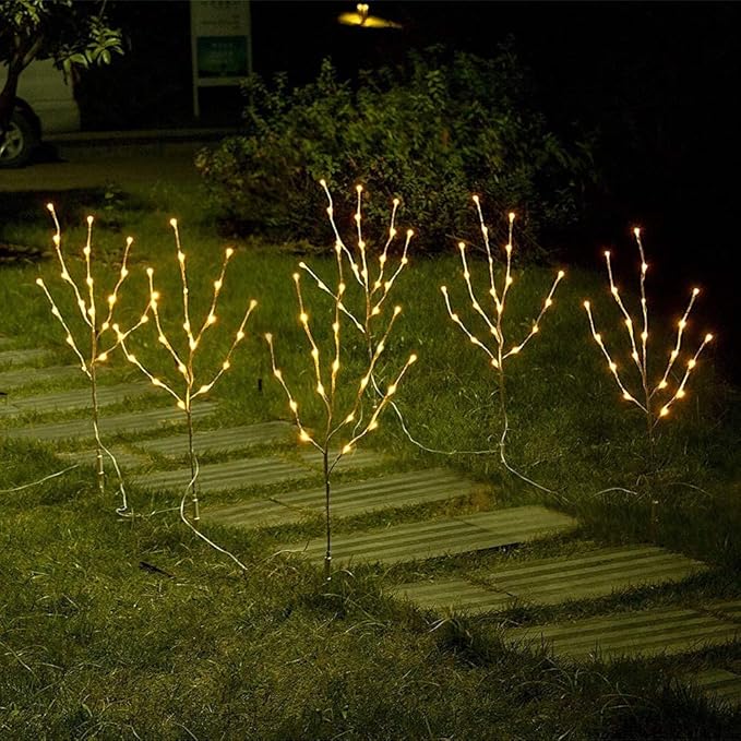 Vanthylit 3PK 30'' Lighted Birch Twig Branches with 60 LED Warm White Bulbs Waterproof Adapter in for Outdoor and Indoor Decor