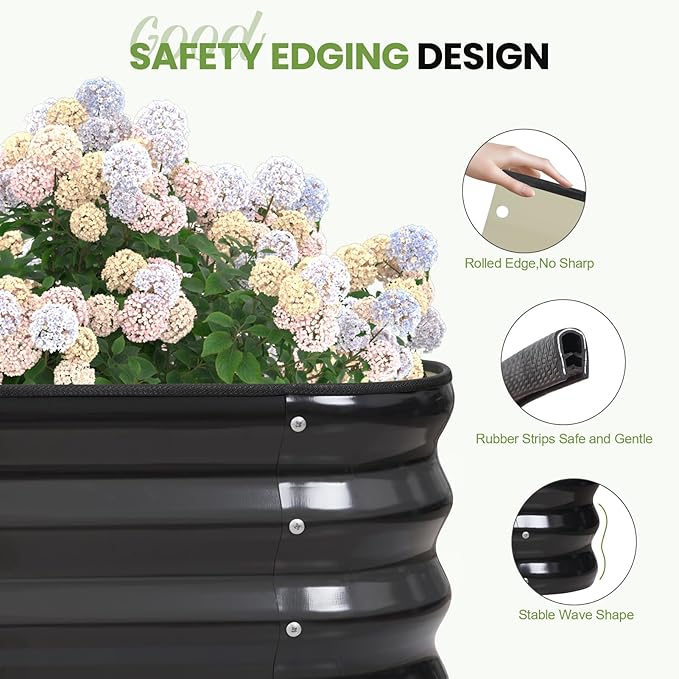 G GOOD GAIN 4-in-1 Adjustable Raised Garden Bed Kit | Galvanized Planter Boxes for Vegetables, Flowers | 12" Tall, Multiple Sizes (5x3x1ft, 4x4x1ft, 6x2x1ft, 7x1x1ft) | Outdoor Metal Raised Bed, Grey