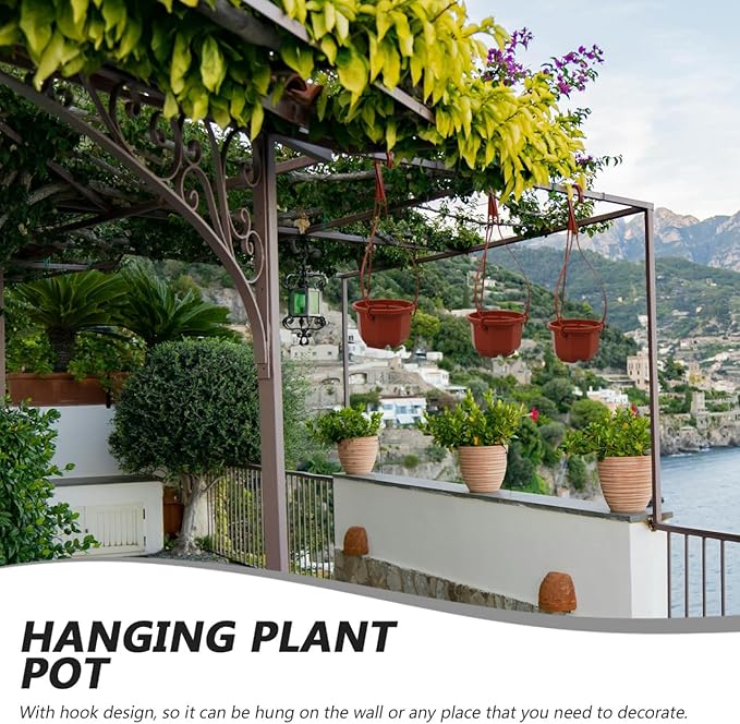 YARNOW 10 Pack Plastic Hanging Planters with Drainage Holes & Chains, 3.5 Inch Hanging Pots for Plants Indoor Balcony Garden Patio