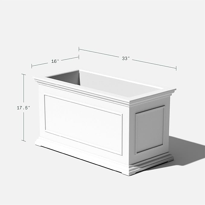 Veradek Brixton Series Long Plastic Planter - Large Planter Box for Indoor or Outdoor Patio/Balcony | Durable All-Weather Use with Drainage Holes | Classic Estate Design for Flowers, Trees, Shrubs