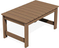 SERWALL Outdoor Coffee Table with 1.69" Umbrella Hole, HDPE Patio Coffee Table for Outside, Rectangle, Brown