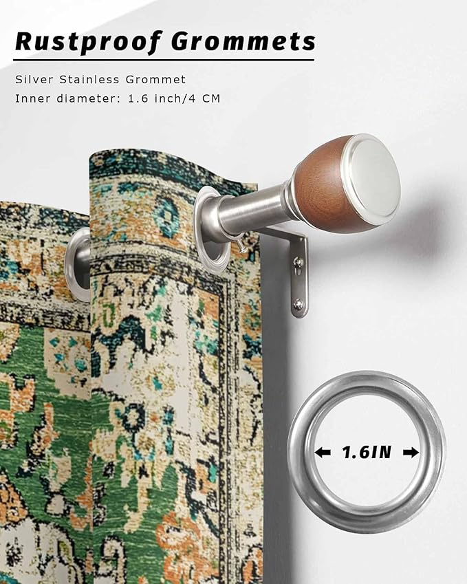 Ombre Green Boho Outdoor Curtains for Patio Waterproof, Grommet Privacy Curtain Drapes Weatherproof Outside Curtains for Porch GazeboPergola Cabana 2 Panel 54x108inch Vintage Ethnic Tribal Geometric