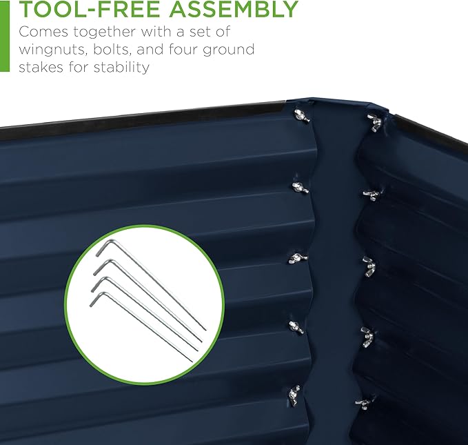 Best Choice Products 6x3x2ft Outdoor Metal Raised Garden Bed, Deep Root Box Planter for Vegetables, Flowers, Herbs, 269 Gallon Capacity, 100% Non Toxic Materials - Navy