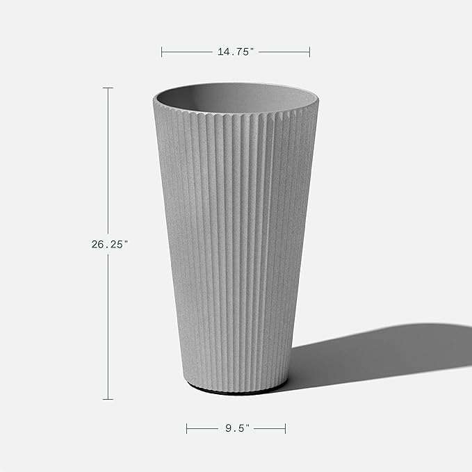 Veradek Demi Series Tall Planter for Porch, Patio, Backyard | Durable Plastic-Stone Composite Material | Modern Décor for Tall Plants, Grasses