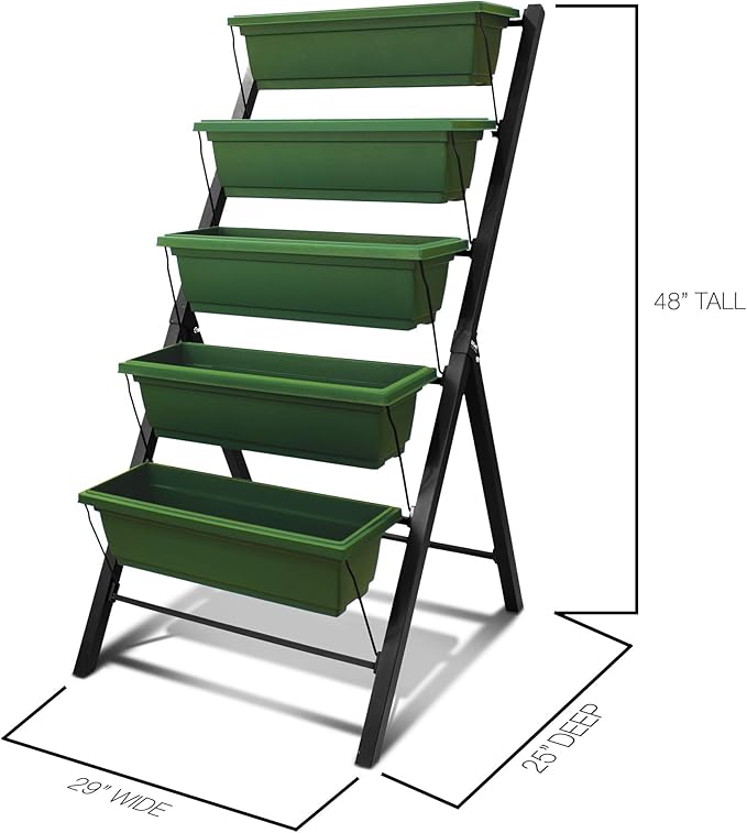 Outland Living 4Ft Vertical Raised Garden Bed - 5 Tier Food Safe Planter Box for Outdoor and Indoor Gardening Perfect to Grow Your Herb Vegetables Flowers on Your Patio Balcony Greenhouse Garden