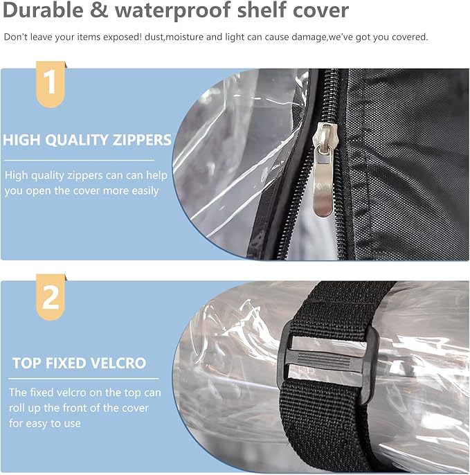 Waterproof Shelf Cover,Outdoor 600D Heavy Duty Dustproof Storage Shelves Cover,36''x14''x72'' Shelf Covers for Wire Shelving with Zippers,Storage Rack Covers with Clear Front