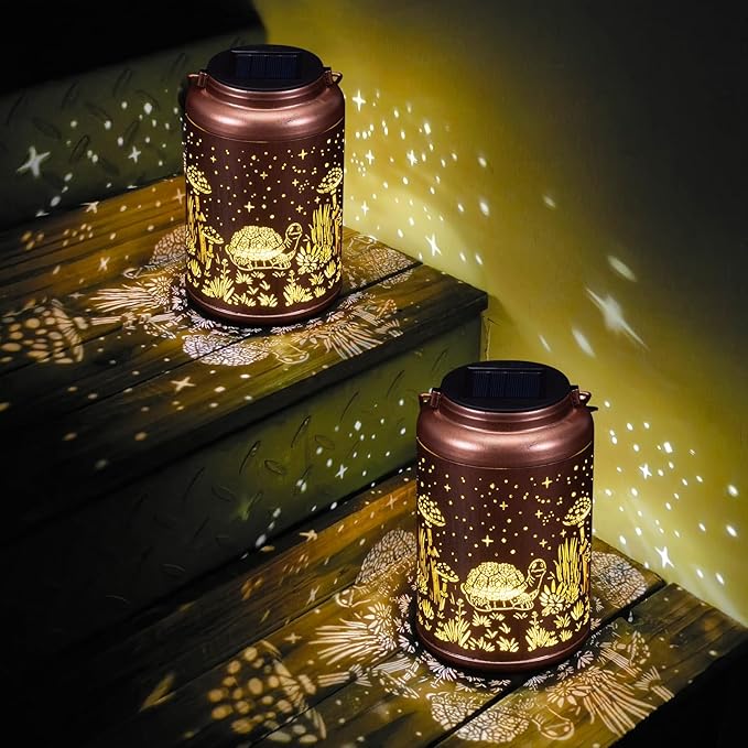 2 Pack Turtles Solar Lanterns Outdoor Waterproof - Mothers Day Gifts for Mom Grandma, Birthday Gifts for Women Solar Lights Outdoor Garden Decor for Outside, Patio, Outdoor, Yard