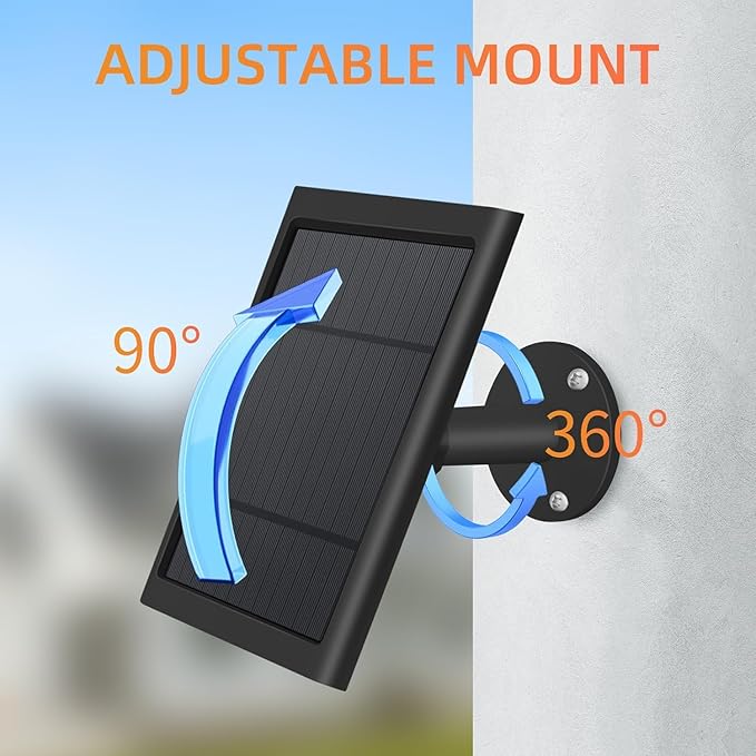 2 Pack 4W Solar Charger for Ring Spotlight & Stick Up Outdoor Cam, Black, High Efficiency, 10FT/3M Long Cable with USB-C to Ring Barrel Plug