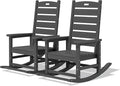 SERWALL Outdoor Rocking Chair Set of 2, Oversized Rocking Chair with Footboard for Adults, HDPE All Weather Resistant Rocking Chairs for Patio, 350lbs Weight Capacity, Gray