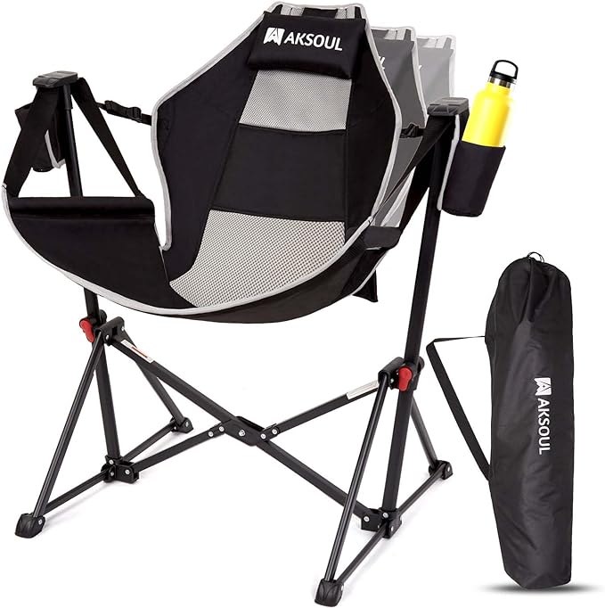 AKSOUL Hammock Camping Chair Swinging: Foldable & Portable Swing Chairs with Storage Bag - 265lbs Adult Weight Capacity - Folding Rocking for Lawn Camp Stargazer Outdoor