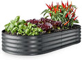 Plant & Plot Galvanized Raised Garden Beds Outdoor // 6×3×1 ft Planter Raised Beds for Gardening, Vegetables, Flowers // Large Metal Garden Box // Patented Tool-Free Design (Dark Gray)