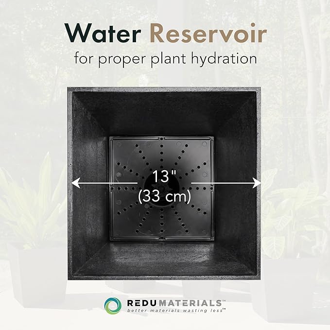 Tierra Verde 2-Pack Indoor & Outdoor Self-Watering Square Planters, Large, Sonata, Black - Planter Containers for Plants and Flowers - Gardening and Landscaping Accessories