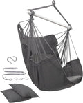 MIZTLI Hammock Chair Hanging Chair Swing Chair Hanging Chair for Bedroom Indoor Outdoor- Max 500 Lbs－Steel Spreader Bar with Anti-Slip Rings, 2 Cushions