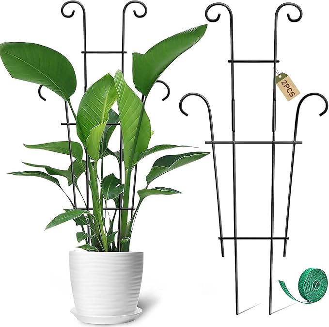 Coomin 23in Taller Plant Trellis for Climbing Plants Indoor, Sturdy Houseplant Trellis for Potted Plants with Ties, Vine Plant Support for Monstera Pothos Ivy, Plant Decor, 2P