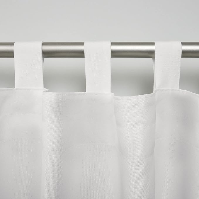 Exclusive Home Cabana Solid Indoor/Outdoor Light Filtering Hook-and-Loop Tab Top Curtain Panel Pair, 54"x108", Vanilla