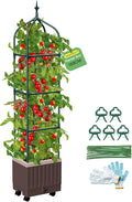Raised Garden Bed Planter Boxes with Trellis,1pcs 70.9"Self-Watering Tomato Planter Boxes with Trellis for Climbing Vegetables Plants Flowers Tomato with Wheels,Use for Indoor Outdoor (Brown)