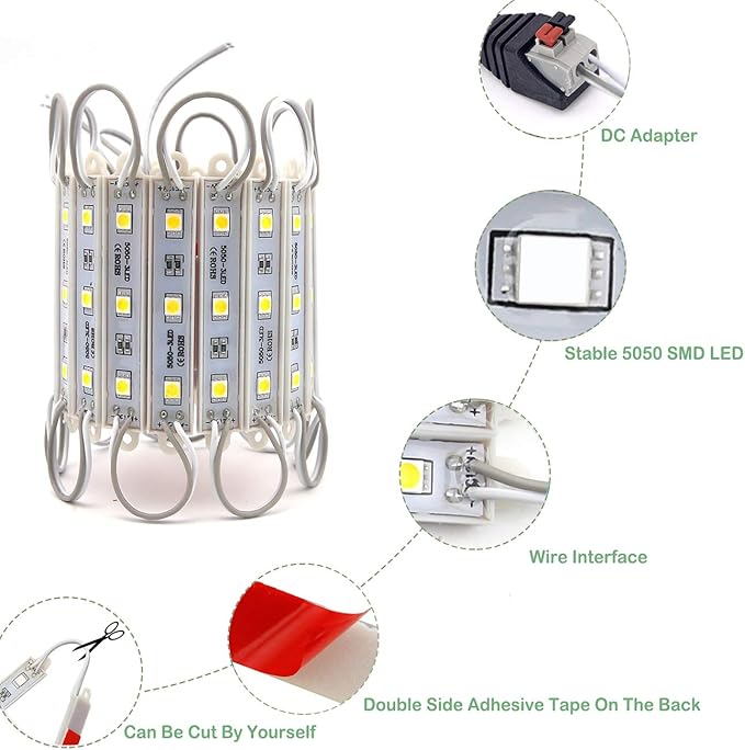 LED Storefront Lights Store Window Lights for Business Waterproof Decorative Light for Advertising Letter Signs Lightbox 5050 SMD Window Strips 40ft 80 Pieces LED Modules 4 Packs