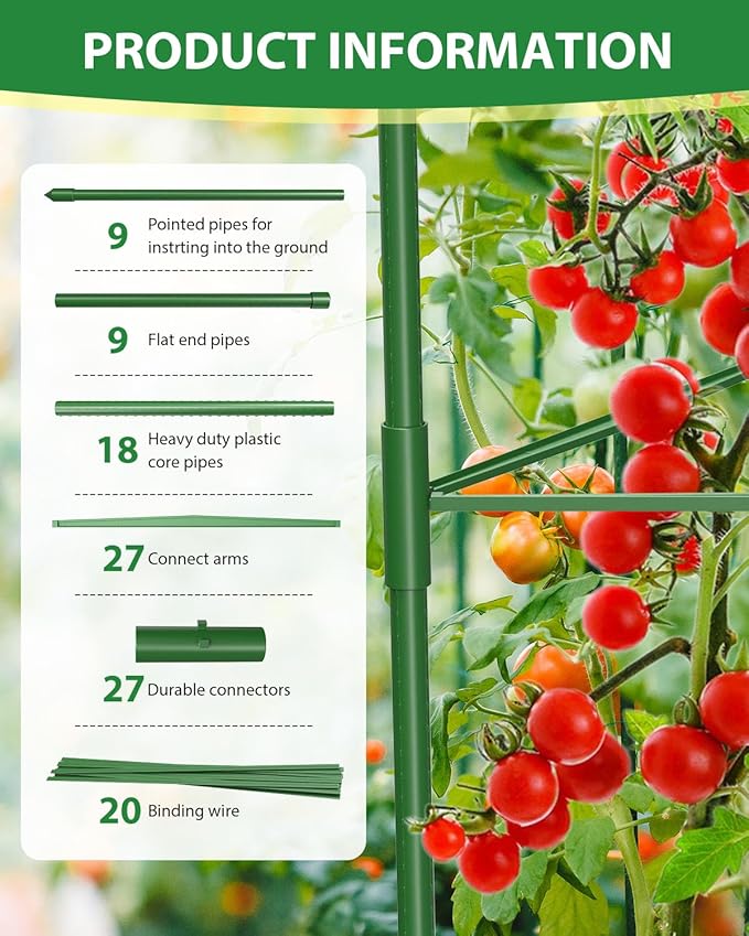 3 Pack Extra Larger Tomato Cages, 51in*17in Adjustable Tomatoes Plant Stakes Support Cages Trellis for Garden, Garden Trellis for Vegetable Flowers Fruits Climbing Plants